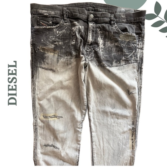 Diesel Men’s Retro Ombre D-REEFT-SP1-NE Distressed Skinny Jeans Black Size 40 - Picture 3 of 9